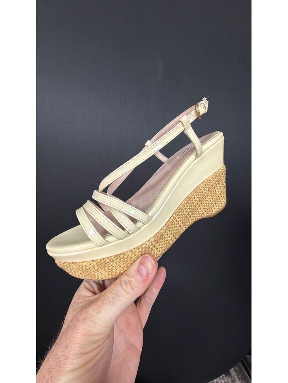 Miu Miu White Wicker Platform Sandals Size 37